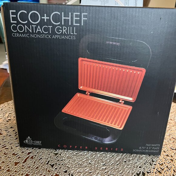 Eco Chef Premium Nonstick Copper Ceramic Indoor Kitchen Contact Grill - Picture 3 of 6